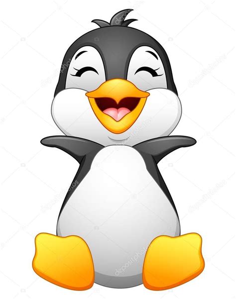 Cute Baby Penguin Posing Isolated On White Background — Stock Vector