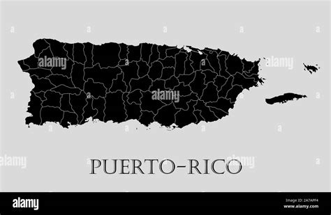 Black Puerto Rico Map On Light Grey Background Black Puerto Rico Map