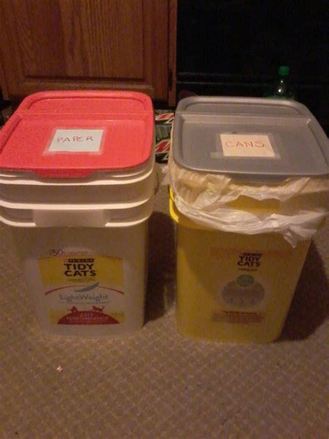 Got Empty Cat Litter Buckets Use Them To Organize Your Recycling