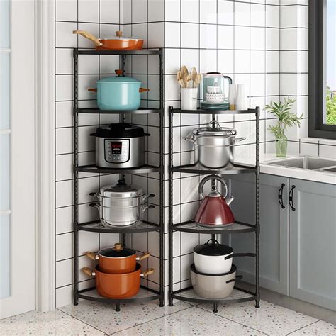 2345 Tier Metal Corner Shelf Stand Display Shelves Adjustable Height