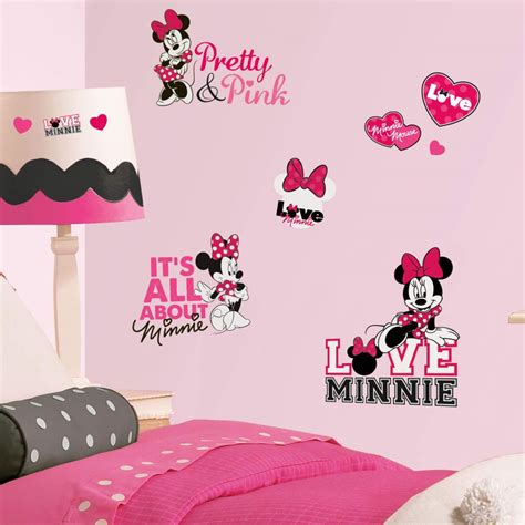 Wall Sticker Set Disney Minnie Mouse Loves Pink Wall