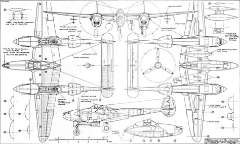 The P 38 Best Of The Twins W4 View Drawing April 1971 American