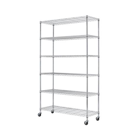 Montgomery Chrome 6 Tier Wire Metal Shelving Unit With Wheels