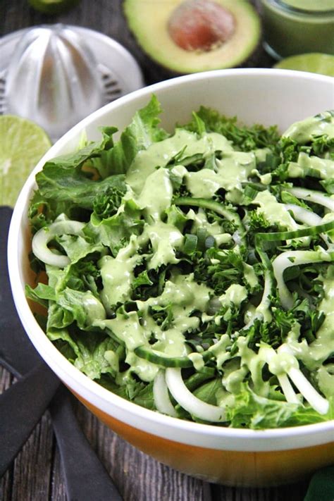 All Green Salad With A Creamy Avocado Vinaigrette A Pretty Life In