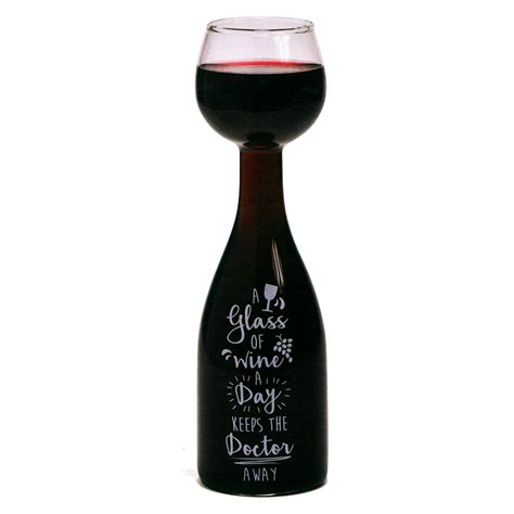 Wine Bottle Large Novelty Drinking 75cl Wine Glass A Glass Of Wine A Day Keeps The Doctor Away