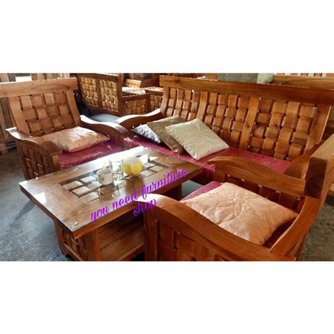 Wooden Sala Set Weave Design Laga Shopee Philippines