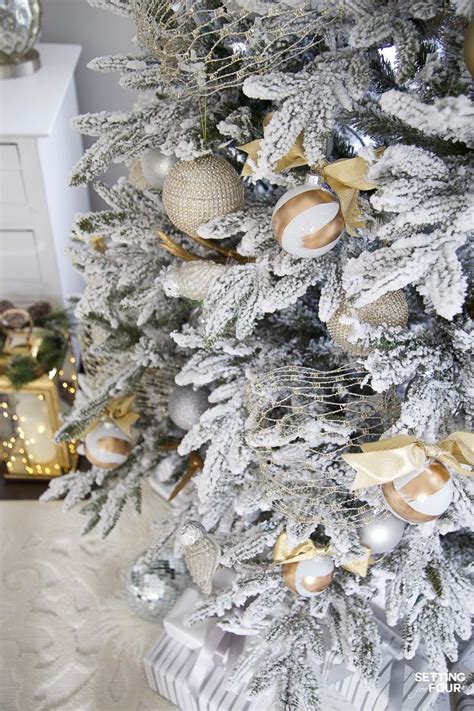 Silver And Gold Flocked Christmas Tree Decorations Flocked