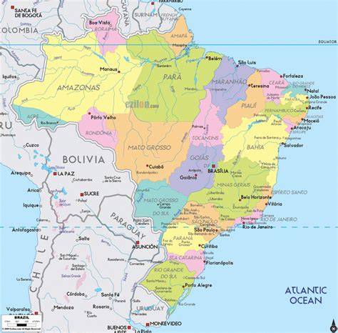 Map Of Brazil States And Cities Printable Map