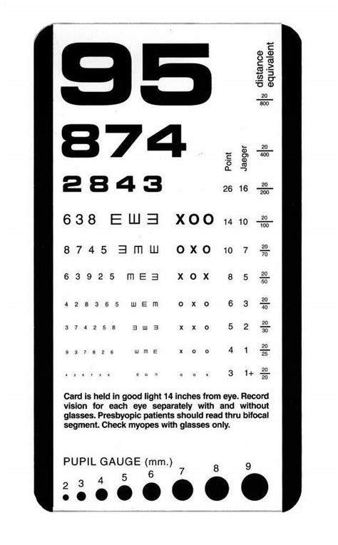 Snellen Plastic Eye Test Chart Matte New Pocket Size Ebay