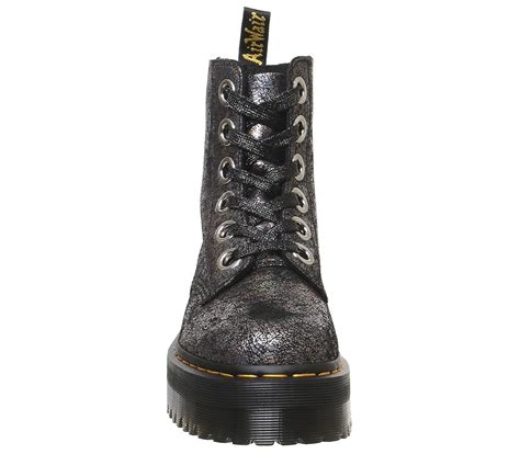 Dr Martens Molly Boots Gunmetal Grey Cracked Iridescent Ankle Boots