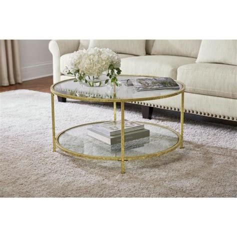 Home Decorators Collection Bella 34 In Gold Leafclear Medium Round