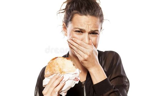 Disgusted By Her Sandwich Stock Photo Image Of Hungry