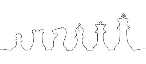 Premium Vector Chess Pieces Set Continuous Art Line Vector Illustration