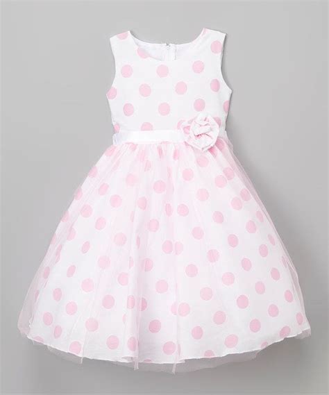 Kid Fashion White And Pink Polka Dot A Line Dress Infant Toddler