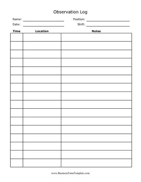 Observation Log Template Fill Out Sign Online And Download Pdf