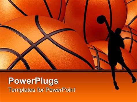 Powerpoint Template Basketball Player Shadow Against Basketballs