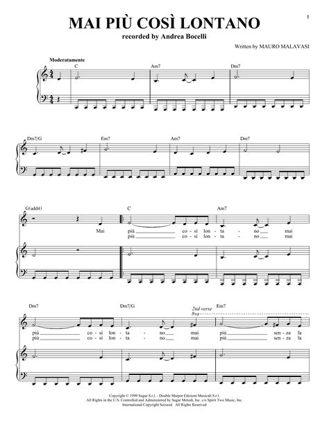 Yeah, reviewing a ebook lontano could grow your close connections listings. Mai Piu' Cosi' Lontano Sheet Music | Andrea Bocelli | Piano & Vocal