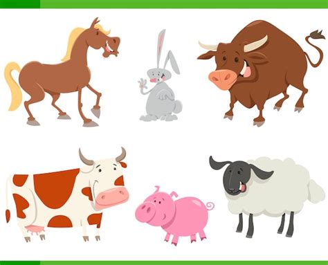 Premium Vector Cartoon Farm Animals Heads Set