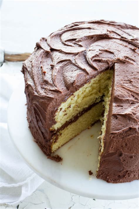 The Best Yellow Cake With Chocolate Frosting A Bountiful Kitchen