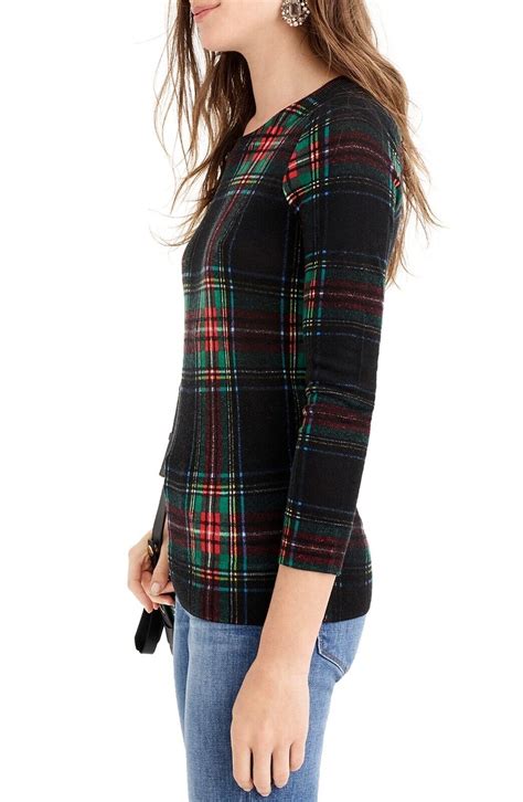 Jcrew Stewart Tartan Plaid Tippi Sweater Merino Wool Womens Size L Ebay