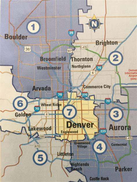 Map Denver Colorado And Surrounding Suburb Cities Denver Suburbs