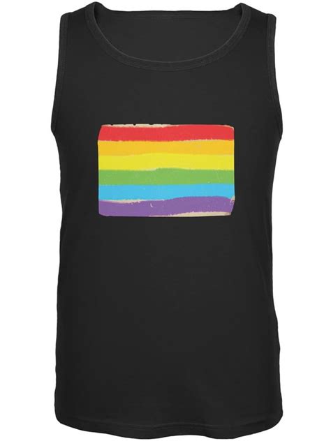 Pride Gay Pride Lgbt Vintage Rainbow Black Adult Tank Top Medium