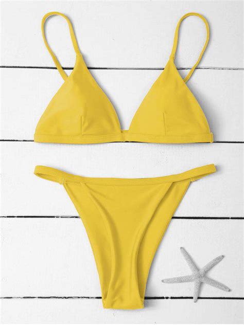 Low Waisted Spaghetti Strap Bikini Swimwear Yellow Bikinis Xl Zaful
