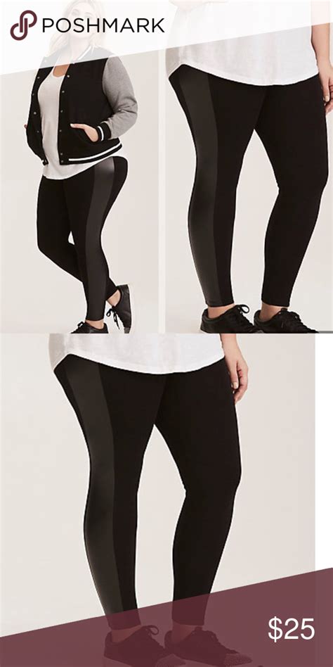 Torrid Faux Leather Stripe Leggings 1x 2x Black Striped Leggings