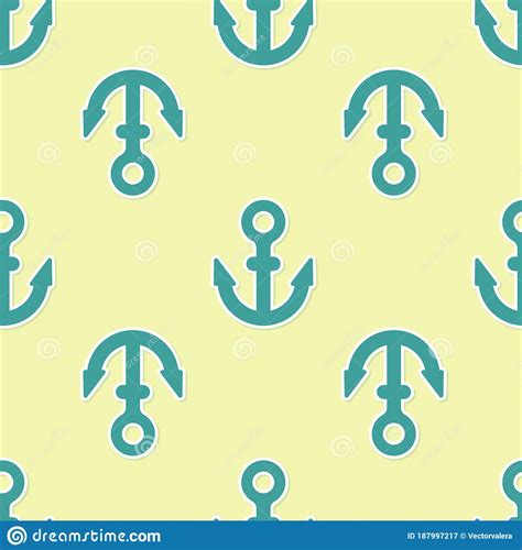 Green Anchor Icon Isolated Seamless Pattern On Yellow Background