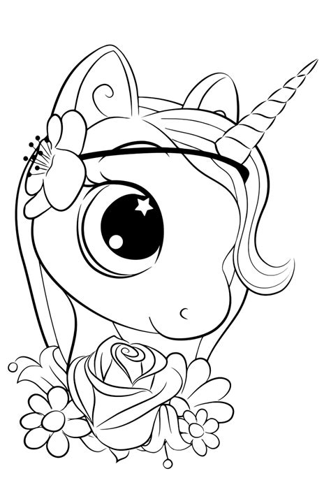 Cute Unicorn Head Pages Printable Coloring Pages