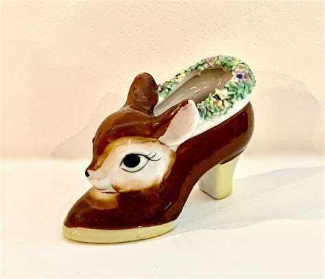 The glitzier the better for project! Vintage Deer Fawn Planter Tiny Deer Figurine High Heel ...