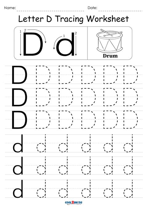 Free Printable Letter D Tracing Worksheets