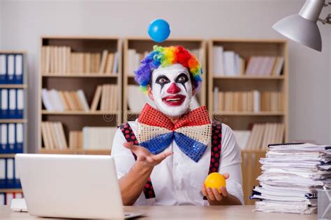 The Clown Businessman Working In The Office Stock Image Image Of Fool Laptop 84376605