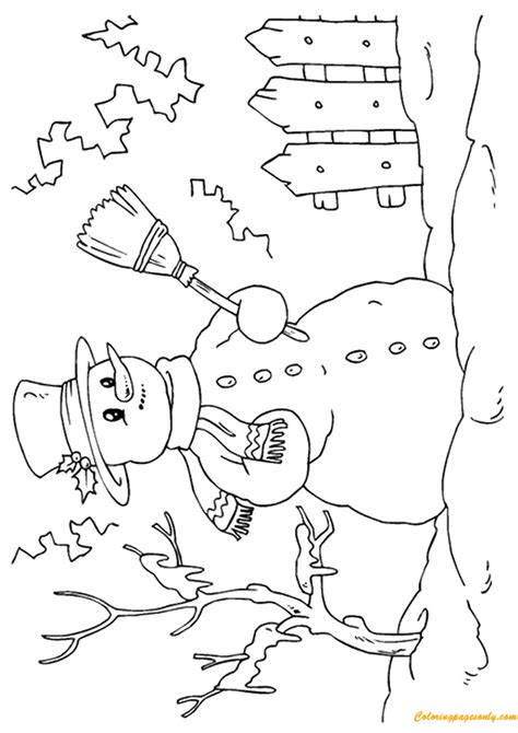 A Happy Snowman Coloring Pages - Free Printable Coloring Pages