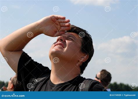 Young Man Looking Into The Sky Royalty Free Stock Images Image 6174939