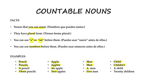 Countable And Uncountable Nouns Sustantivos Contables E Incontables