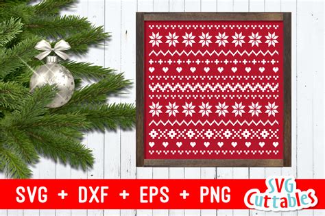 Christmas Sweater Pattern | SVG Cut File By Svg Cuttables