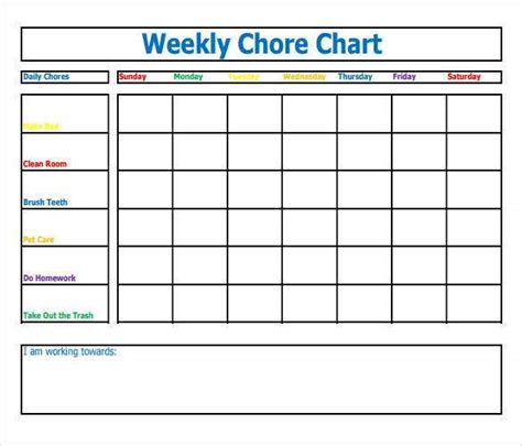 30 Weekly Chore Chart Templates Doc Excel Free And Premium Templates