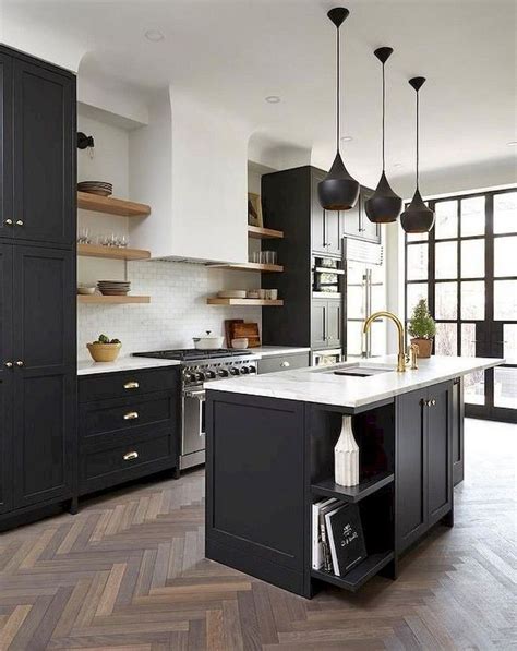 Black White And Wood Kitchen