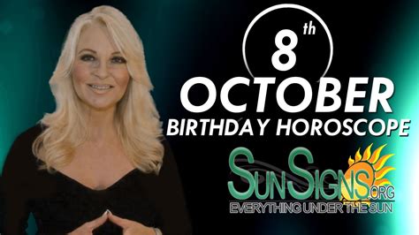 Your zodiac sign, also known as your sun sign, is based on a range of dates that lasts about a month. Birthday October 8th Horoscope Personality Zodiac Sign ...