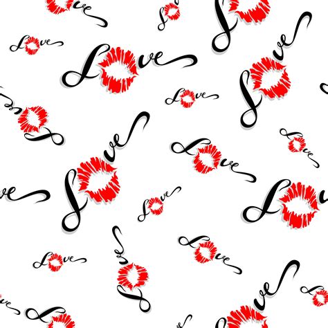 Seamless Pattern Romantic Print For Fabric Love Lettering Kiss Lip