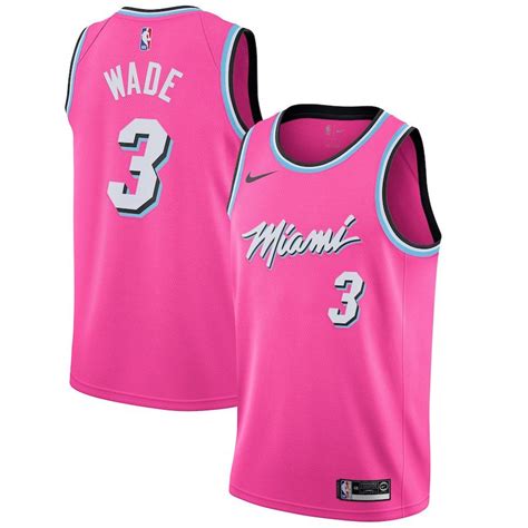 Mens Miami Heat Dwyane Wade Nike Pink 201819 Swingman Jersey Earned