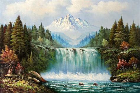 Classic Waterfall Landscape Landscape Oil Paintings Mountain