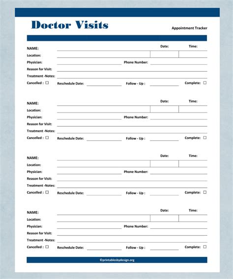 Printable Doctor Visit Form Template Printable Word Searches