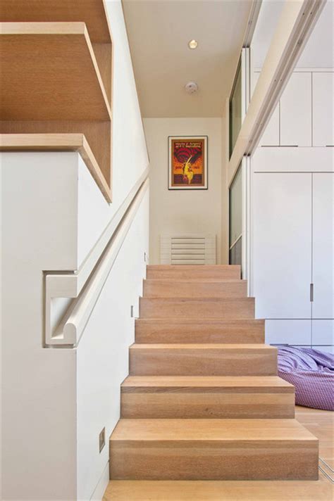 Modern homes generally have a 36 wide staircase, although they are often made narrower by handrails or newel posts. 94th Street Townhouse - Modern - Staircase - New York