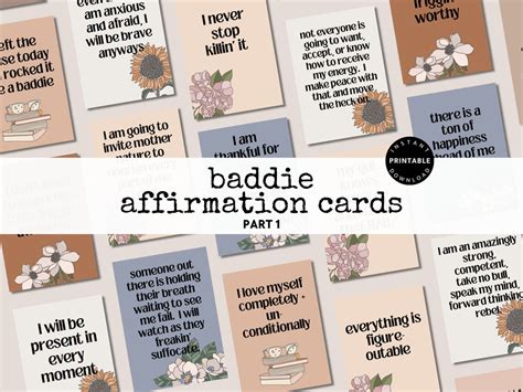 Printable Baddie Affirmation Cards Motivational Affirmation Deck