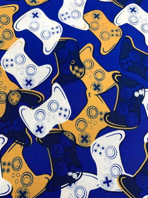 Game On Cotton Calico Fabric Xbox Controller Arcade Game Etsy