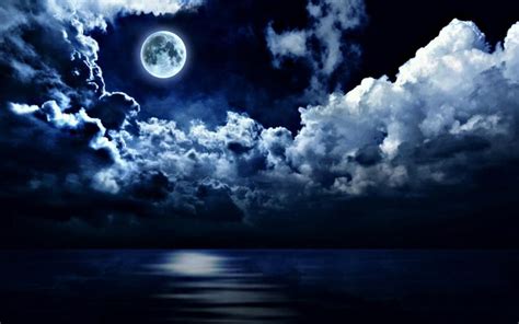 Blue Moon Over Lake Found On Photobucket Night Clouds Full Moon