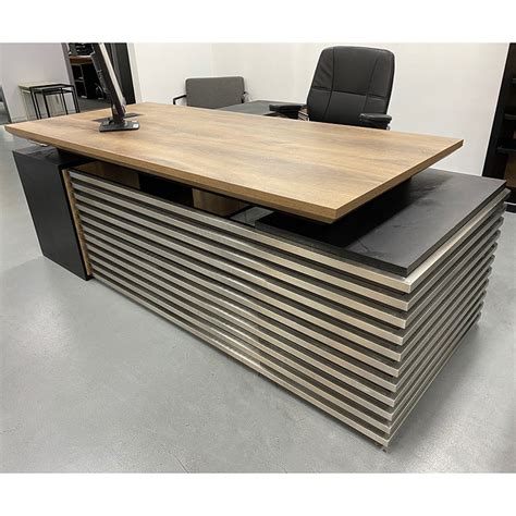 Phoenix Executive Desk With Right Return 22m Warm Oak And Black Office