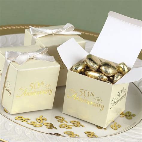 2 X 2 Ivory 50th Anniversary Favor Boxes Set Of 25 50th Anniversary